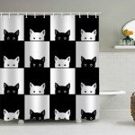 Cute Kittens Chess Board Shower Curtain Set