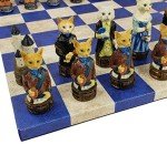 Royal Cats vs. Dogs Chess Set with Leather Board