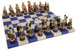 Royal Cats vs. Dogs Chess Set with Leather Board