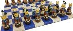 Royal Cats vs. Dogs Chess Set with Leather Board