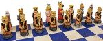 Royal Cats vs. Dogs Chess Set with Leather Board