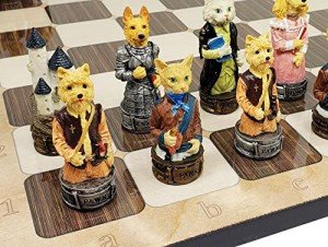 Cats vs Dogs Chess Set with 17" Rustic Board