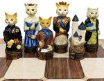 Cats vs Dogs Chess Set with 17" Rustic Board