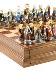 Cats & Dogs Chess Set with Walnut Chest
