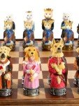 Cats & Dogs Chess Set with Walnut Chest