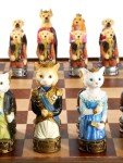Cats & Dogs Chess Set with Walnut Chest