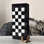 Glass & Wood Chess Backgammon Set for Family Fun