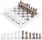 Elegant Marble Chess Set: White & Grey 12-inch