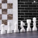 Elegant Marble Chess Set: White & Grey 12-inch