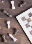 Elegant Marble Chess Set: White & Grey 12-inch