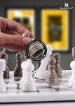 Elegant Marble Chess Set: White & Grey 12-inch