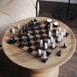 Modern Glass Chess Set with Extra Weighted Pieces