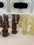 Rare Vintage Czech Glass Chess Set – 31 Pieces