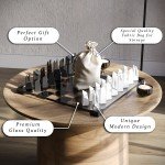 Modern Glass Chess Set with Extra Weighted Pieces