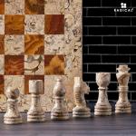 Red and Coral Marble Chess Set - 12 Inches