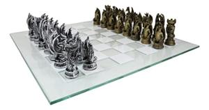 Fantasy Dungeons & Dragons Resin Chess Set with Glass Board