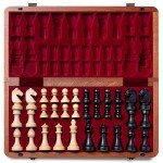 Premium Mahogany Folding Chess Set with Extra Queens