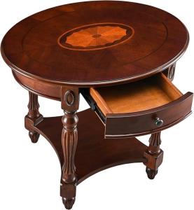 Solid Wood Oval End Table with Drawer