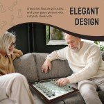 Glass Chess Set with Wooden Case and Pieces