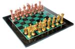 Elegant Black Marble & Malachite Chess Set