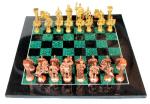 Elegant Black Marble & Malachite Chess Set