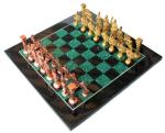 Elegant Black Marble & Malachite Chess Set