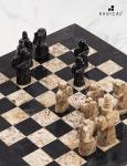 15" Marble Chess Set with Storage Box - Black & Coral