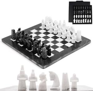 Marble Chess Set with Storage Box - 15 Inches