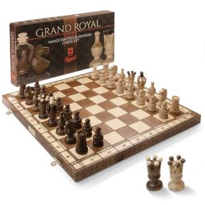 Luxury 18-Inch Wooden Chess Set with Storage