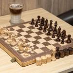 Wooden Folding Chess and Checkers Set - 15 Inch