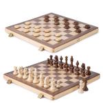 Wooden Folding Chess and Checkers Set - 15 Inch