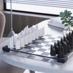 Modern Glass Chess Set with Extra Weighted Pieces