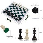 Juegoal 20" Portable 2-in-1 Chess & Checkers Set