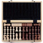 15-Inch Wooden Folding Chess and Checkers Set