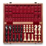 Premium Mahogany Folding Chess Set with Extra Queens