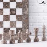 Marble Chess Set - 12 Inch Grey & White