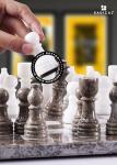 Marble Chess Set - 12 Inch Grey & White