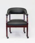 Black Vinyl Boss Captain's Chair with Casters