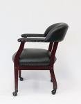 Black Vinyl Boss Captain's Chair with Casters