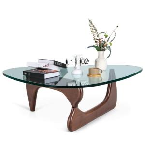 Modern Triangle Coffee Table with Glass Top