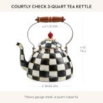 Chic Black-and-White Chess Tea Kettle, 3 Quarts