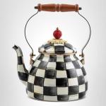 Chic Black-and-White Chess Tea Kettle, 3 Quarts