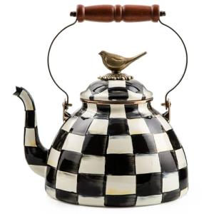 Charming Black-and-White Check Tea Kettle