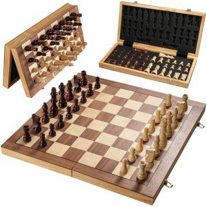 Magnetic 15" Wooden Travel Chess Set