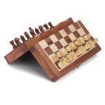 Magnetic Travel Chess Set with Acacia Wood Board