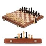 Premium Mahogany Folding Chess Set with Extra Queens