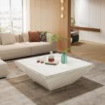 Modern Square Faux Marble Coffee Table - 35.43 Inch