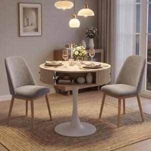 Round Dining Table for 2-4 with Storage