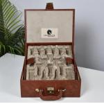 Leatherette Chess Set Storage Box with Tray Slots