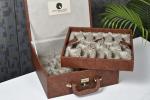 Leatherette Chess Set Storage Box with Tray Slots